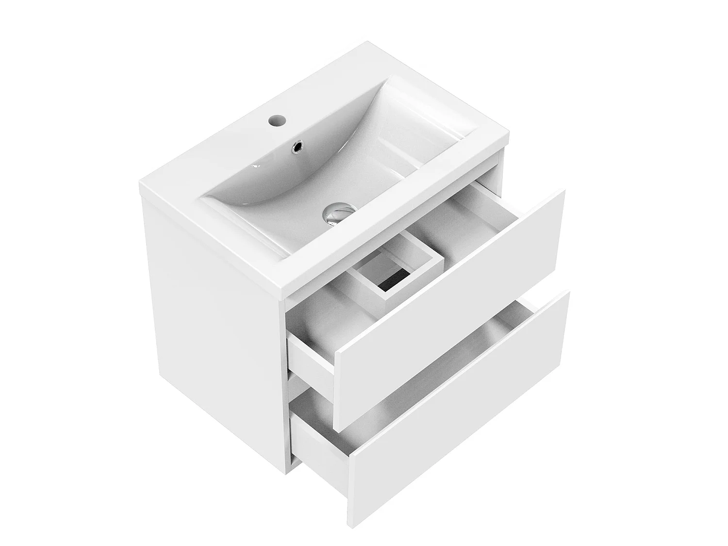 Meuble salle de bain, meuble lave-mains à suspendre avec lavabo en céramique Blanc 50cm