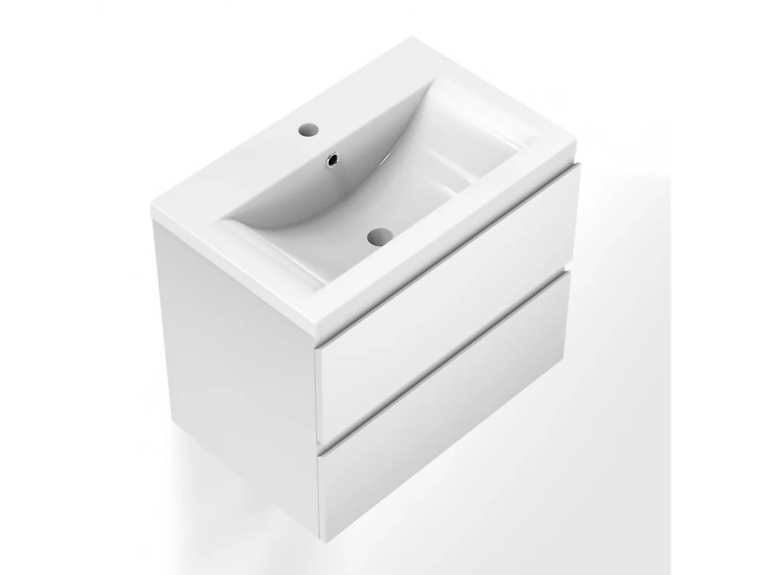 Meuble salle de bain, meuble lave-mains à suspendre avec lavabo en céramique Blanc 50cm