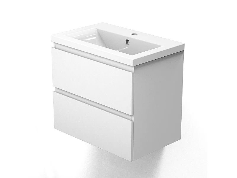 Meuble salle de bain, meuble lave-mains à suspendre avec lavabo en céramique Blanc 50cm