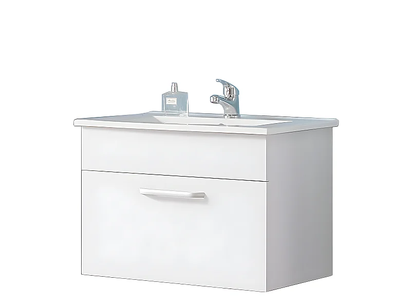 Meuble salle de bain 58x38x41cm 1 tiroir meuble suspendu avec la vasque couleur blanc Aica