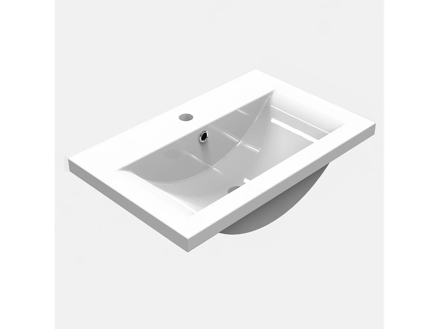 Meuble de salle de bain avec vasque intégrée poignées incorporées Blanc 50cm Aica