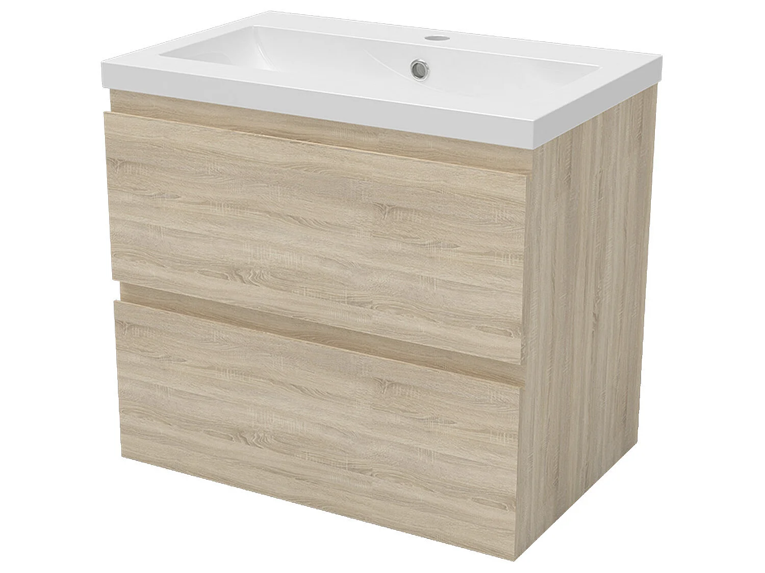 Meuble salle de bain naturel deux tiroirs avec une vasque à suspendre 60x38.5x52cm Aica