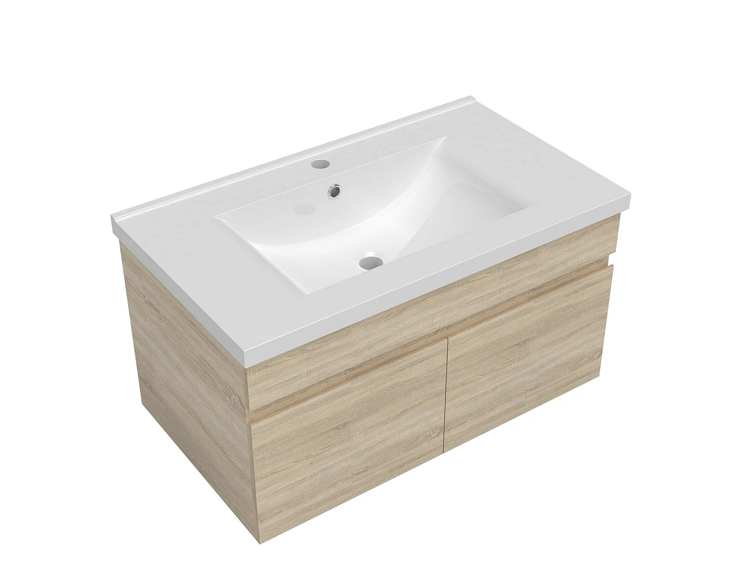 Meuble salle de bain naturel 2 portes avec une vasque à suspendre 80(L*W*H)cm