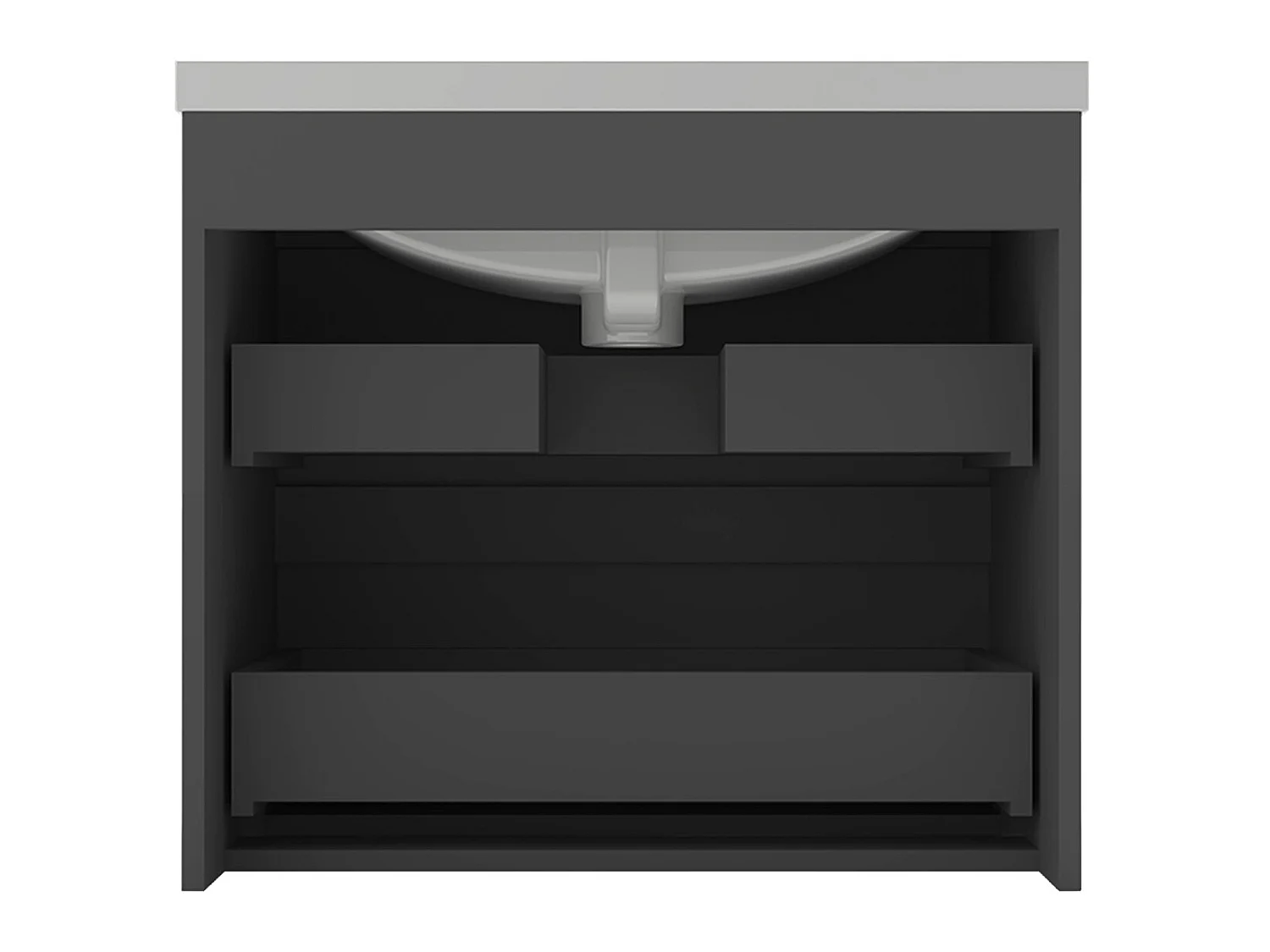 Meuble salle de bain anthracite deux tiroirs avec une vasque à suspendre 60x38.5x52cm Aica