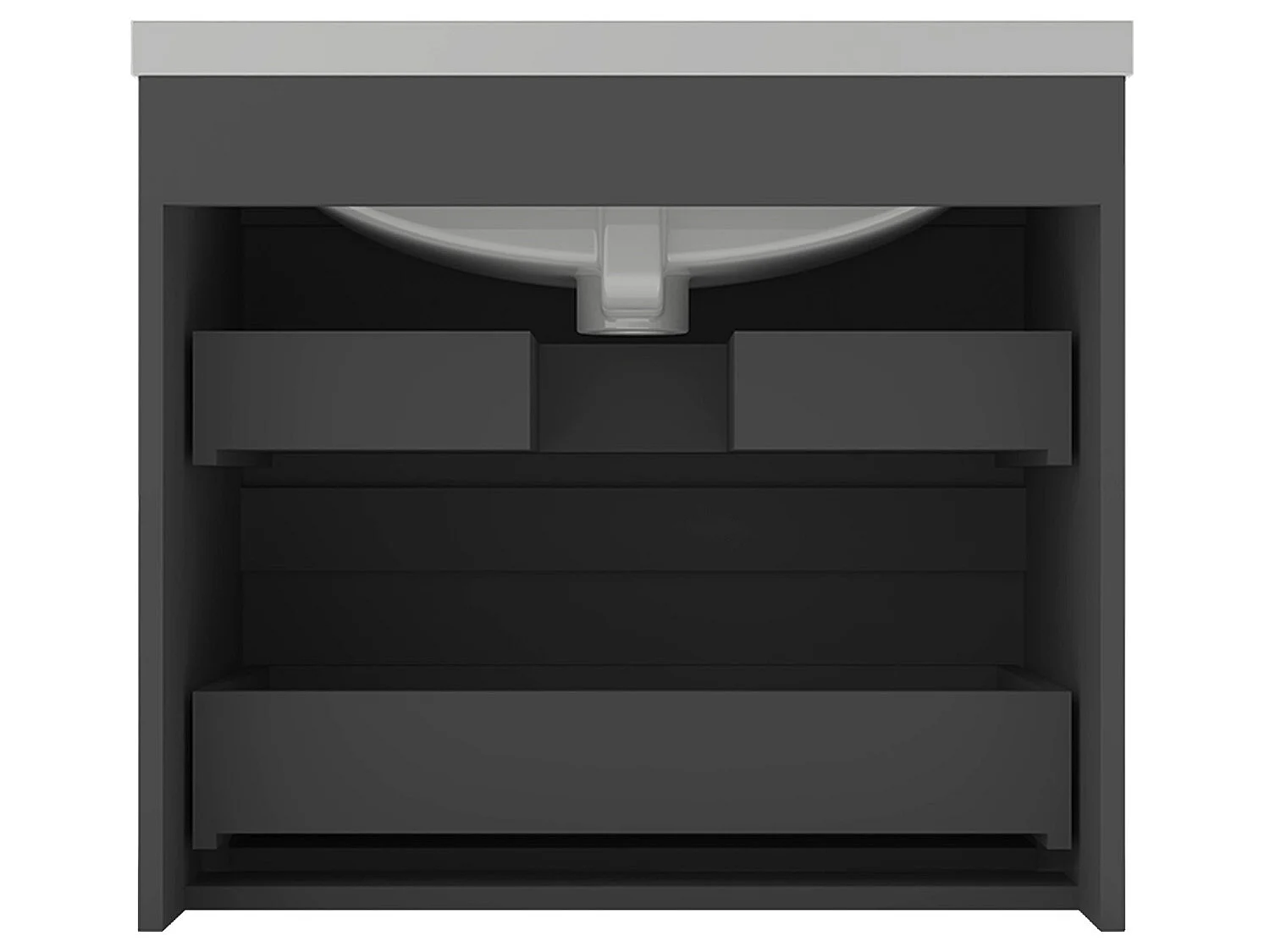 Meuble salle de bain anthracite deux tiroirs avec une vasque à suspendre 60x38.5x52cm Aica