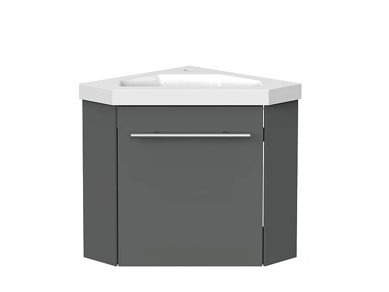 Meuble de rangement de salle de bain Meuble sous vasque d'angle Anthracite 40 cm Aica