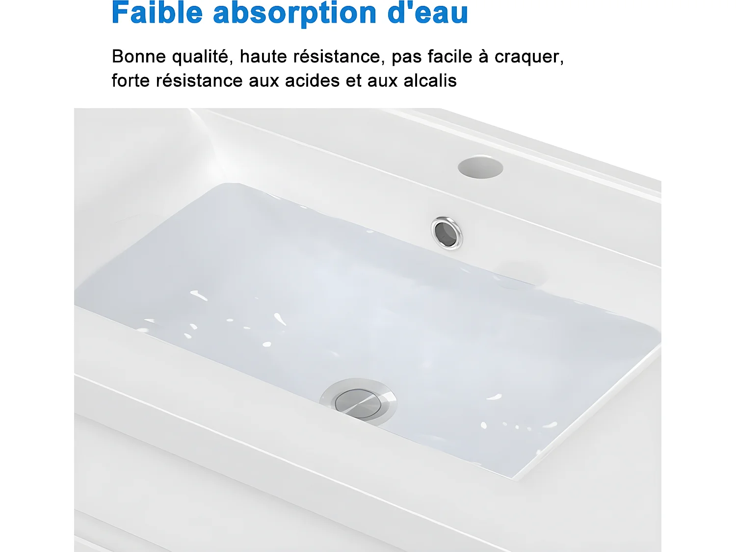 Meuble salle de bain naturel avec 2 tiroirs à une fermeture amortie avec une vasque à suspendre 79x44.5x52(L*W*H)cm