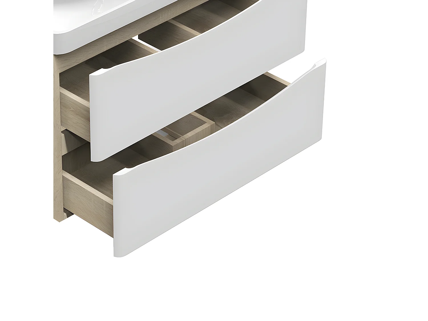 Meuble de rangement de salle de bain avec lavabo Blanc et Bois Clair 80cm Aica