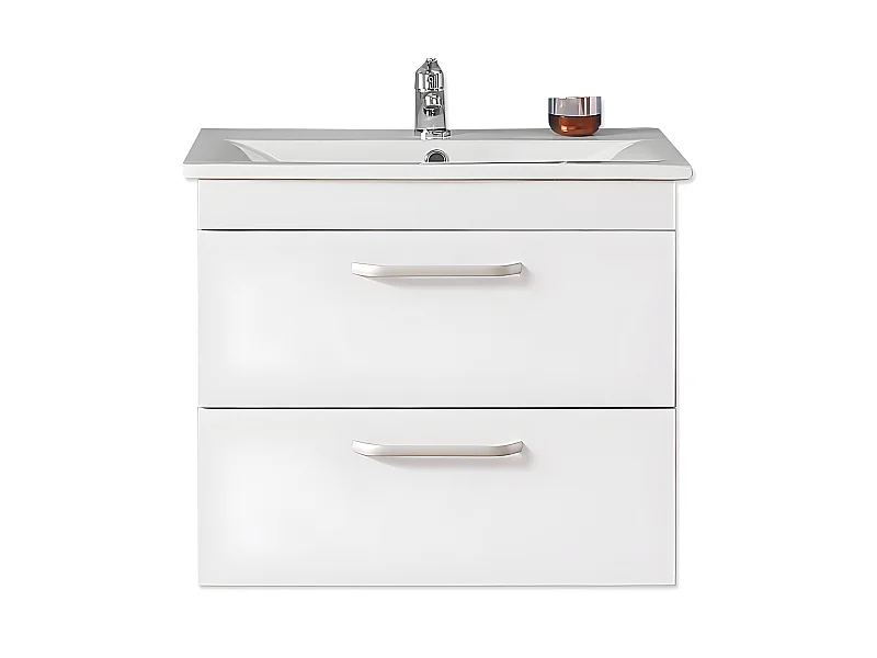 Meuble lave-mains à suspendre avec lavabo Blanc 2 tiroirs 60cm Aica
