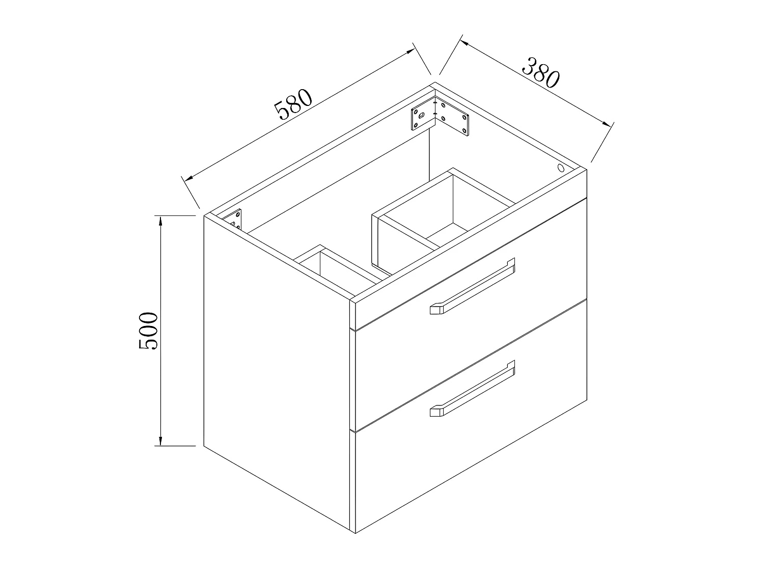 Meuble lave-mains à suspendre avec lavabo Blanc 2 tiroirs 60cm Aica