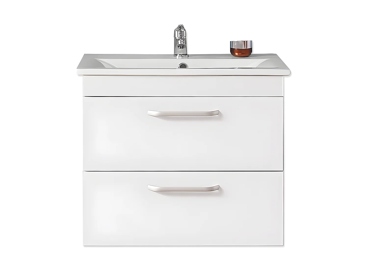 Meuble lave-mains à suspendre avec lavabo Blanc 2 tiroirs 60cm Aica