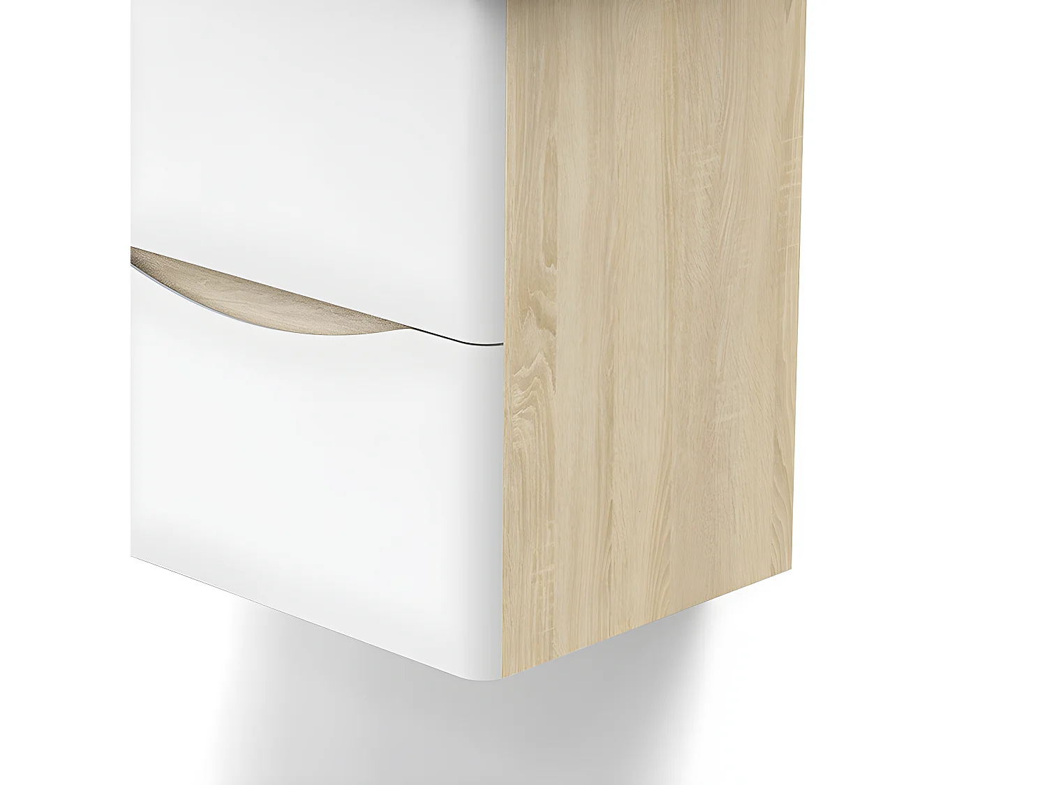 Meuble salle de bain 49.5x34.5x50cm 2 tiroirs meuble suspendu avec la vasque blanc et bois