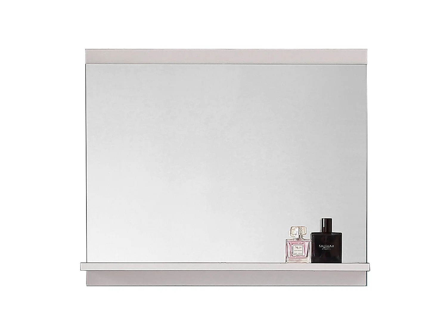 Miroir de salle de bain avec tablette Miroir de courtoisie 60(L)x12(P)x50cm(H) Blanc Aica