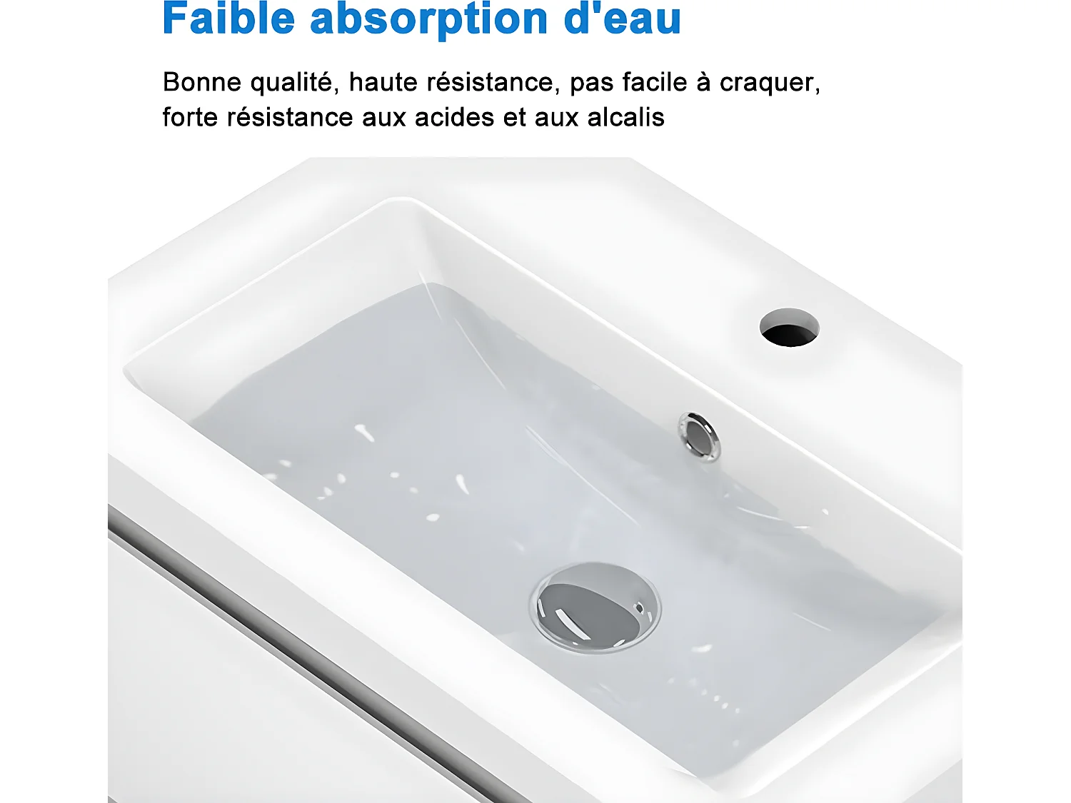 60cm Meuble salle de bain anthracite 2 portes avec une vasque à poser Aica