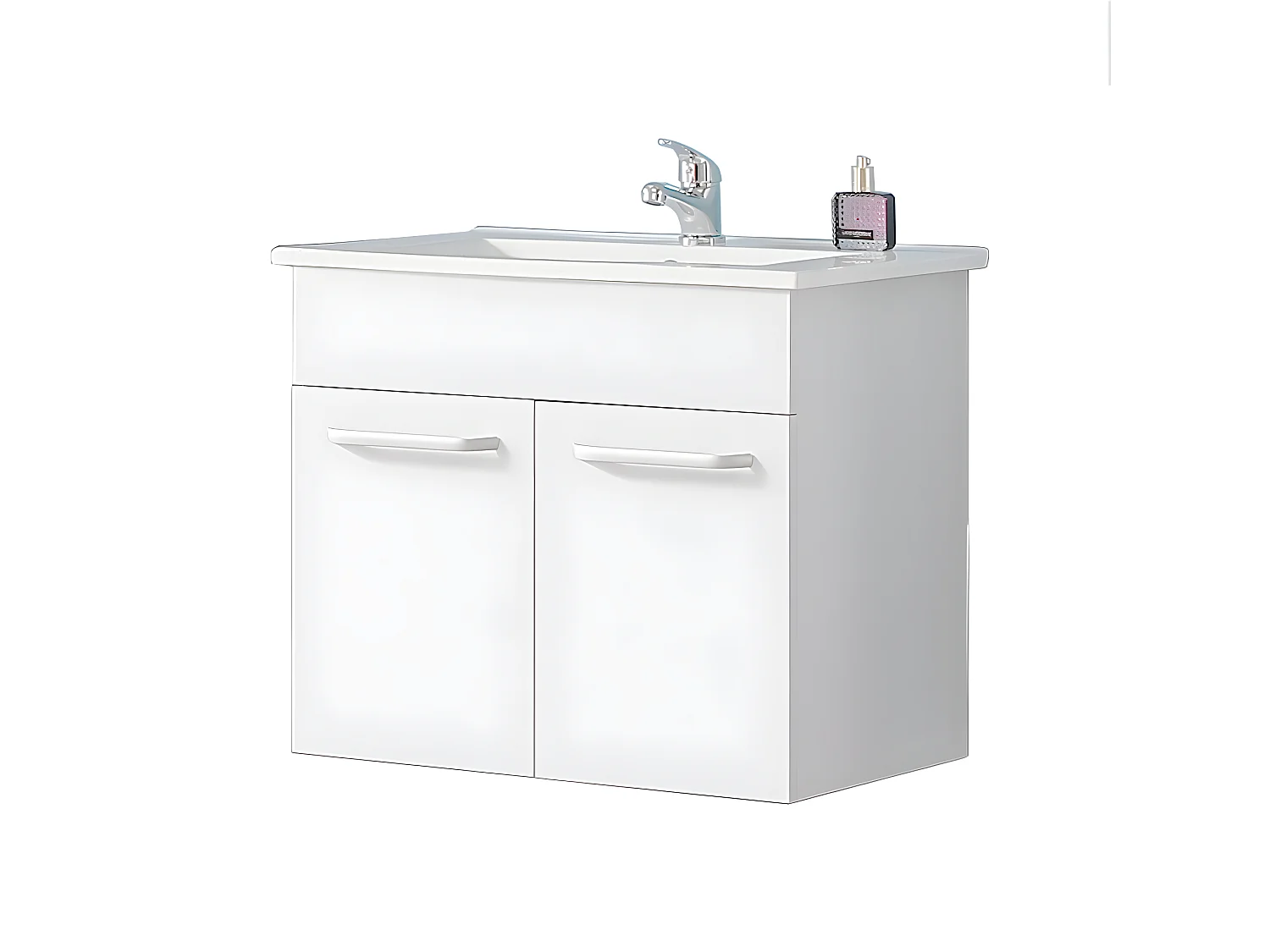 Meuble sous vasque à suspendre avec lavabo intégré Blanc L.58xP.38xH.50cm Aica