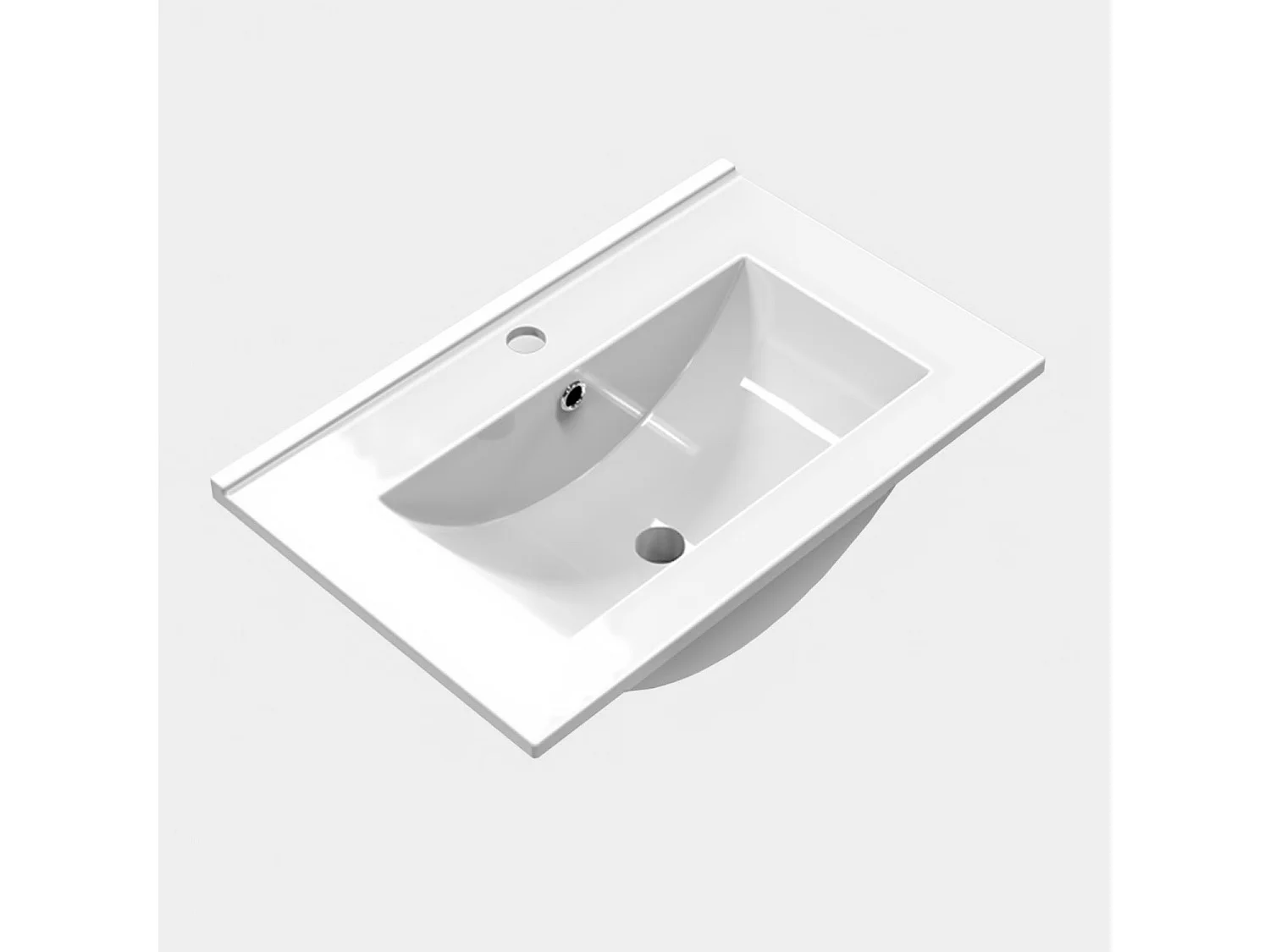 Meuble de salle de bain avec vasque intégrée poignées incorporées Blanc 60cm Aica