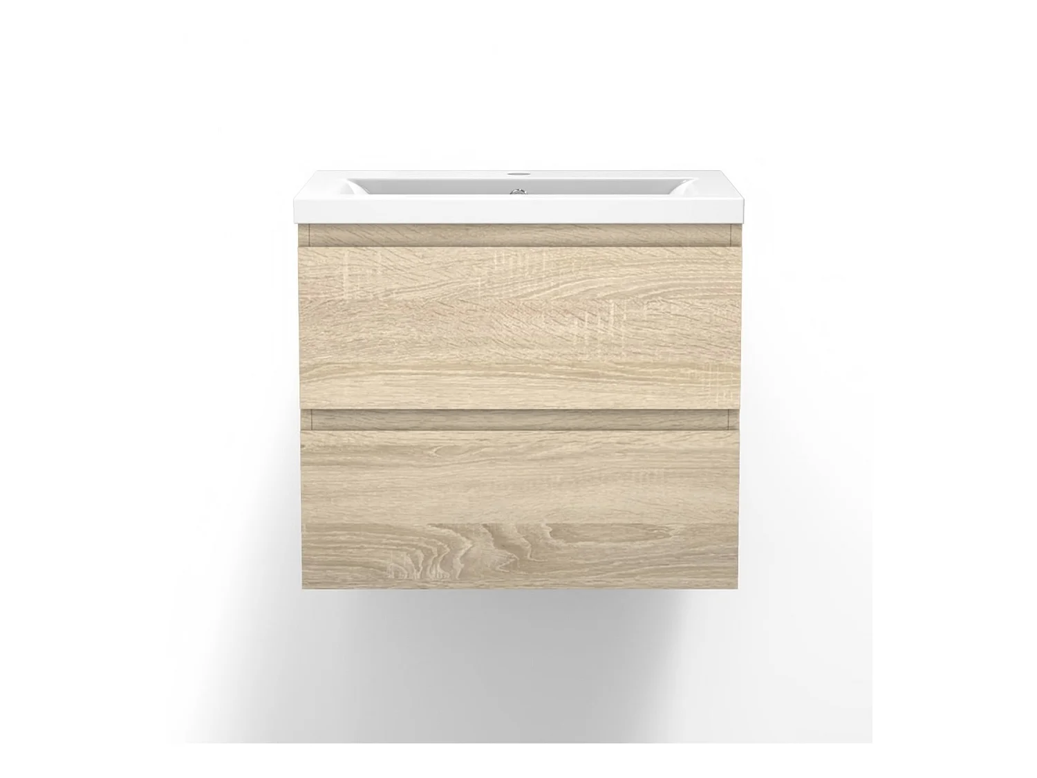 Meuble de salle de bain avec vasque intégrée poignées incorporées Bois 50cm Aica