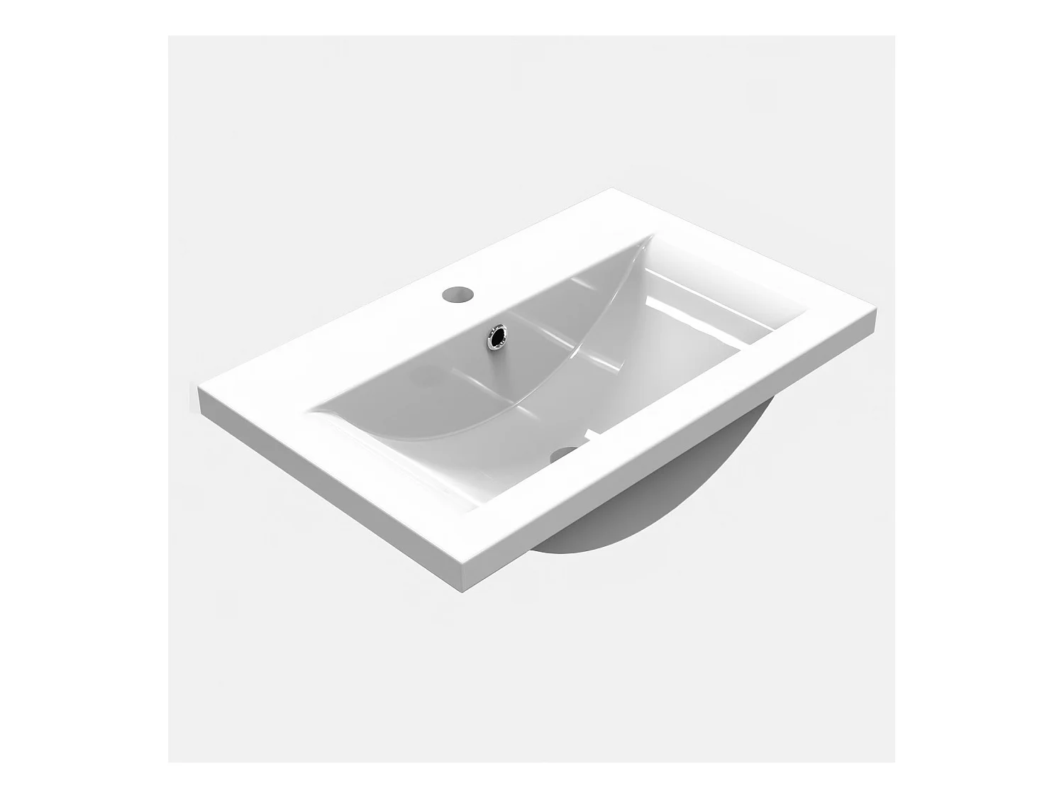 Meuble de salle de bain avec vasque intégrée poignées incorporées Bois 50cm Aica