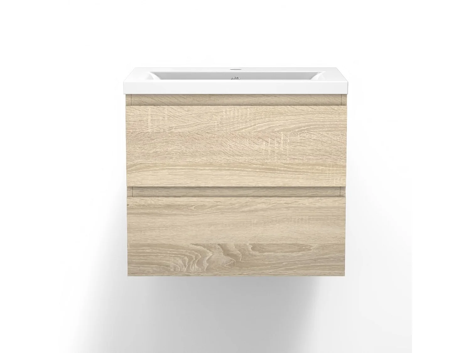 Meuble de salle de bain avec vasque intégrée poignées incorporées Bois 50cm Aica