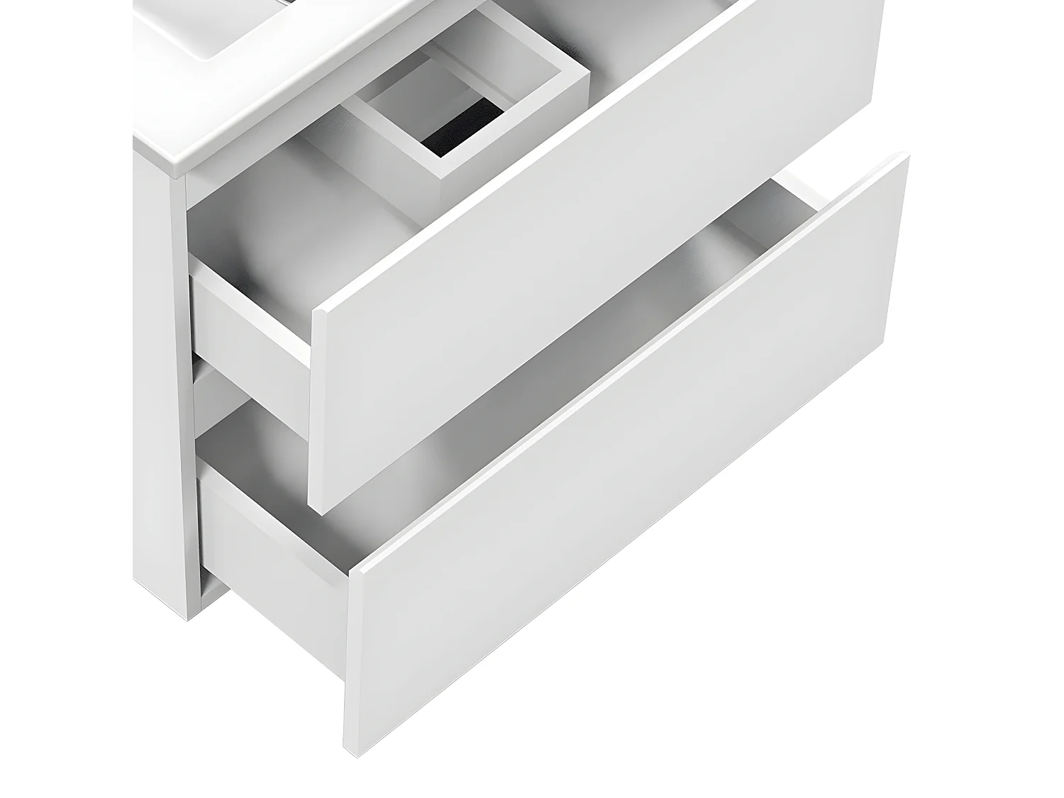 Meuble salle de bain 50x38.5x45cm 2 tiroirs meuble suspendu avec la vasque blanc Aica