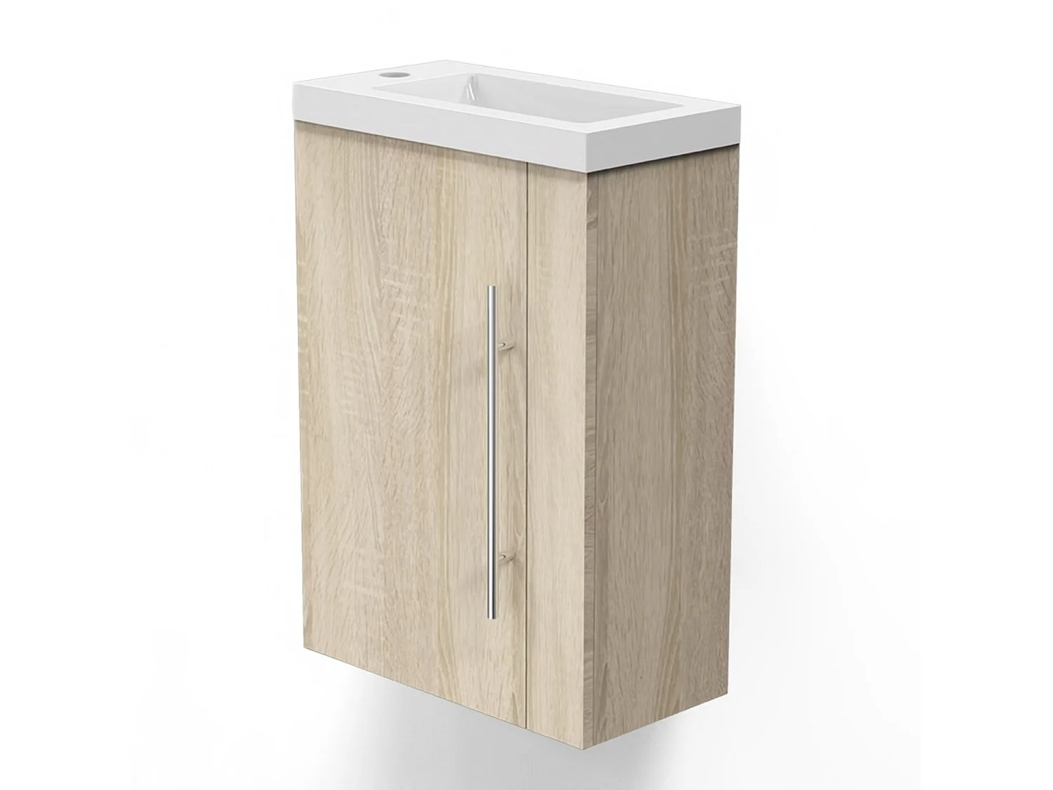 Meuble lave-mains sous vasque suspendu avec lavabo intégré Bois 45cm Aica