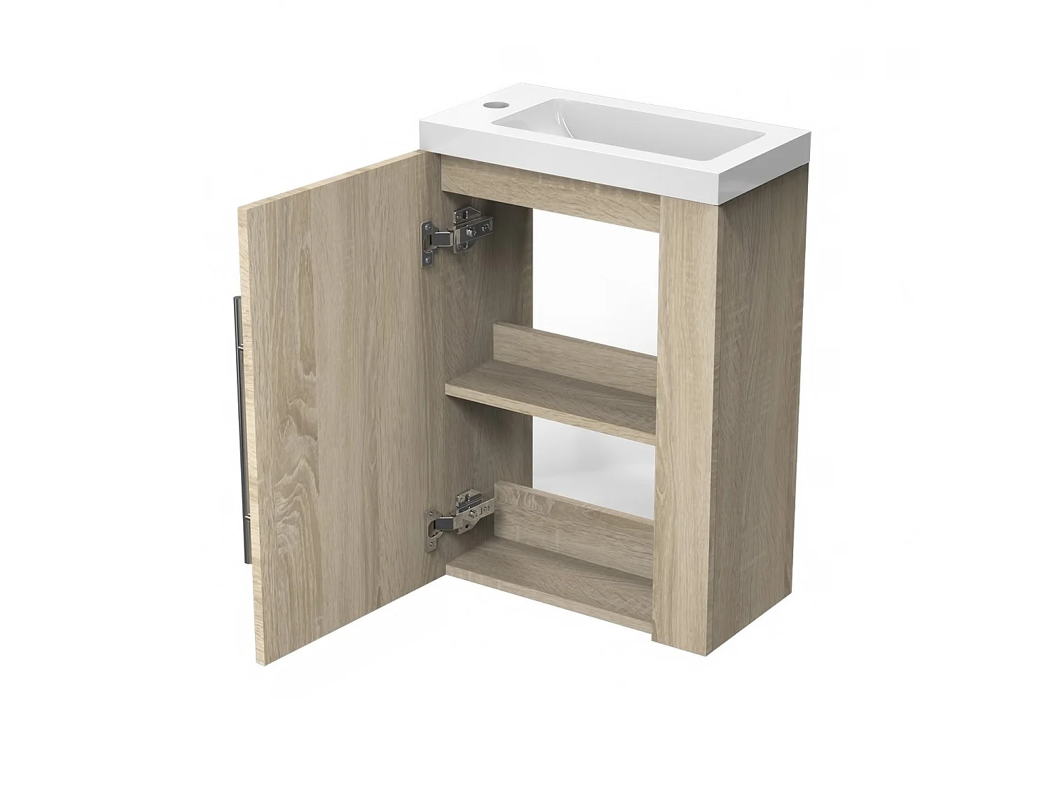 Meuble lave-mains sous vasque suspendu avec lavabo intégré Bois 45cm Aica