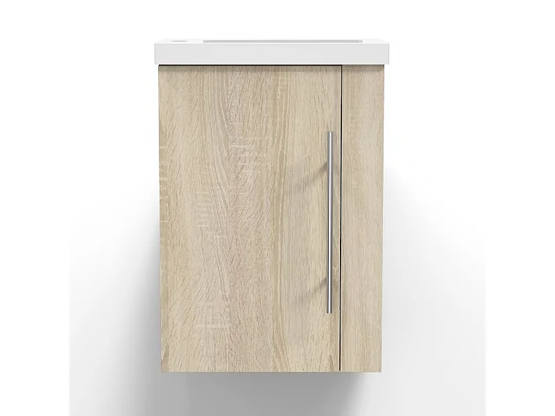 Meuble lave-mains sous vasque suspendu avec lavabo intégré Bois 45cm Aica