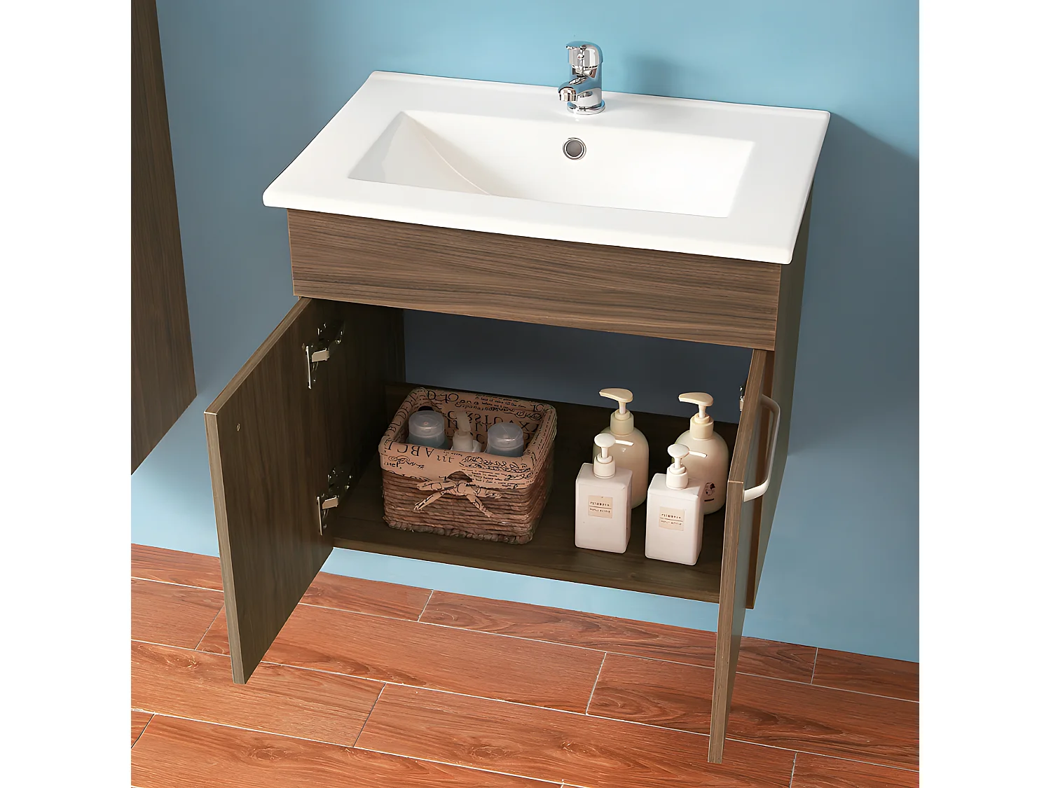 Ensemble meuble salle de bain et vasque 58x38x50cm deux portes Aica