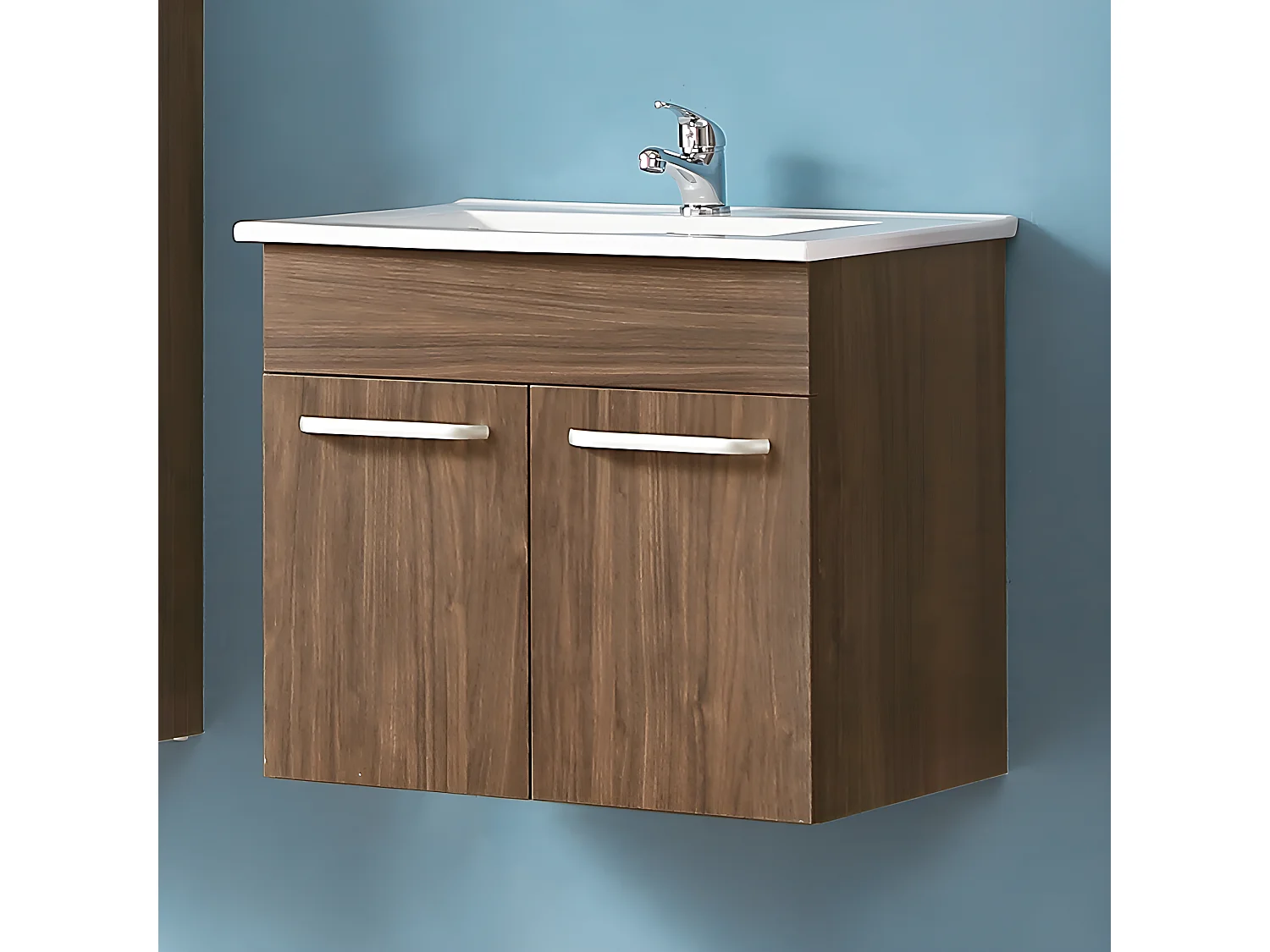 Ensemble meuble salle de bain et vasque 58x38x50cm deux portes Aica