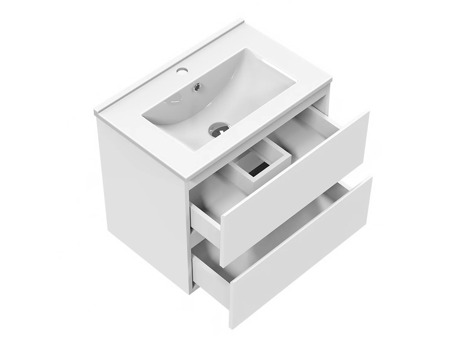 Meuble salle de bain, meuble lave-mains à suspendre avec lavabo en céramique Blanc 60cm