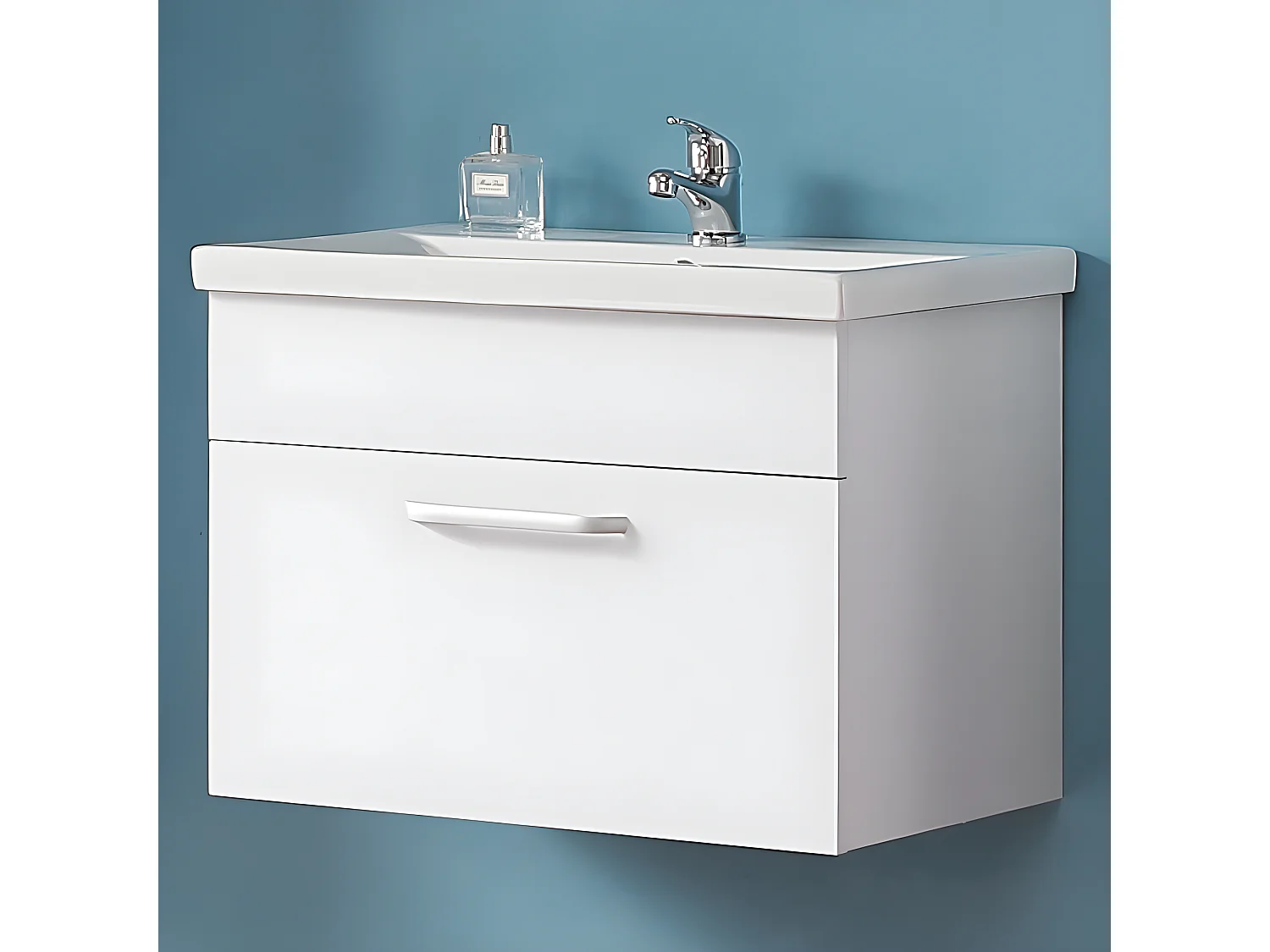 Meuble sous vasque meuble lave-mains à suspendre avec lavabo meuble de rangement 60cm Aica