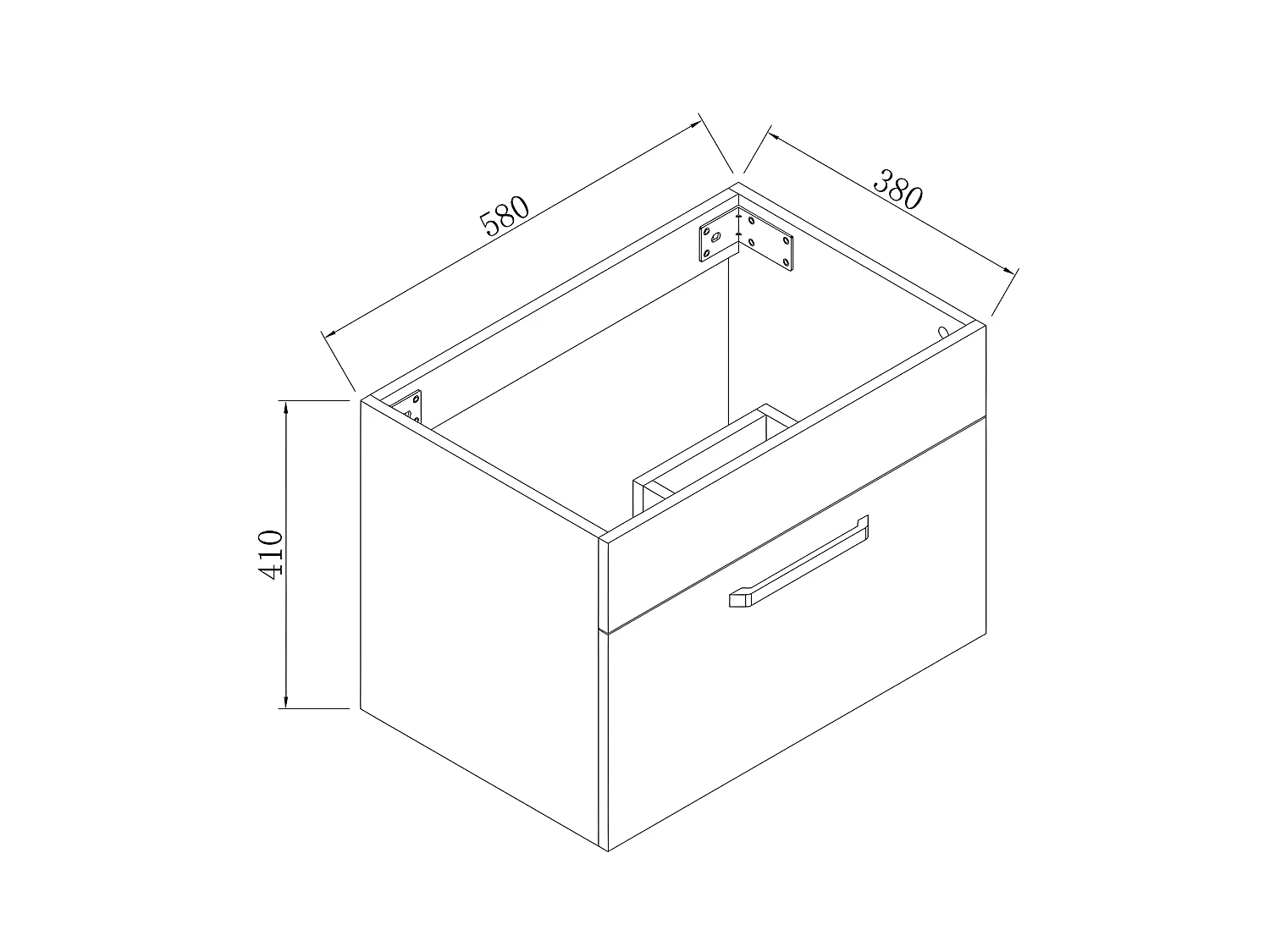 Meuble sous vasque meuble lave-mains à suspendre avec lavabo meuble de rangement 60cm Aica