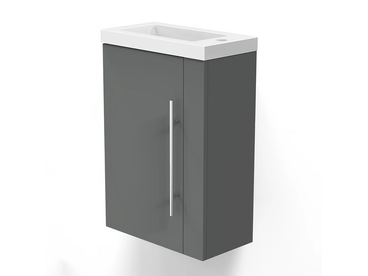Meuble lave-mains sous vasque suspendu avec lavabo intégré Anthracite 45cm Aica