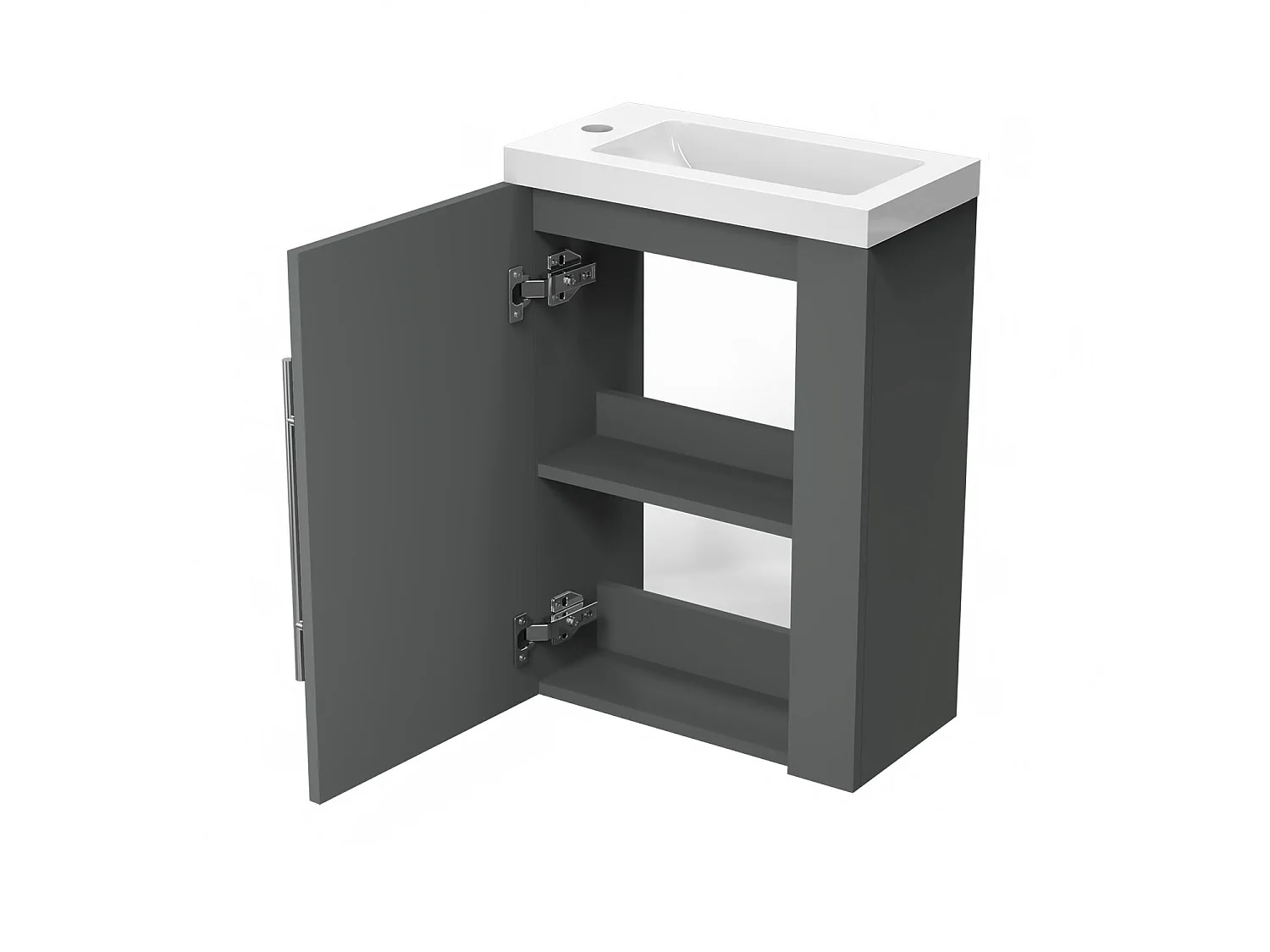 Meuble lave-mains sous vasque suspendu avec lavabo intégré Anthracite 45cm Aica