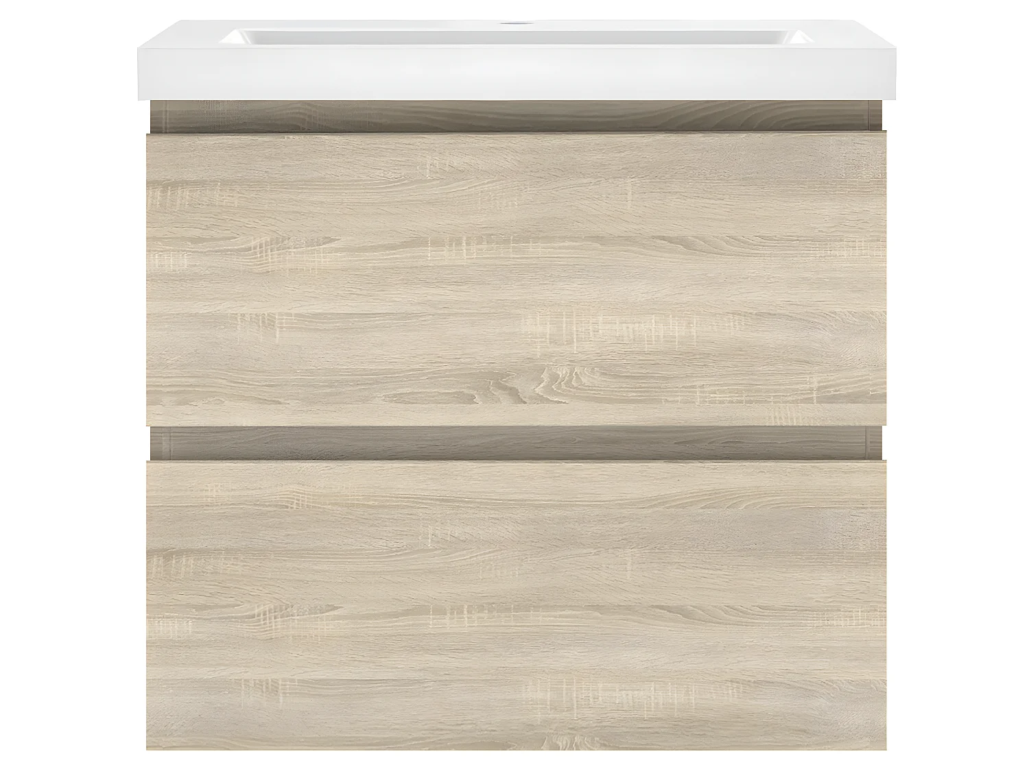 Meuble salle de bain naturel deux tiroirs avec une vasque à suspendre 50x38.5x52cm Aica