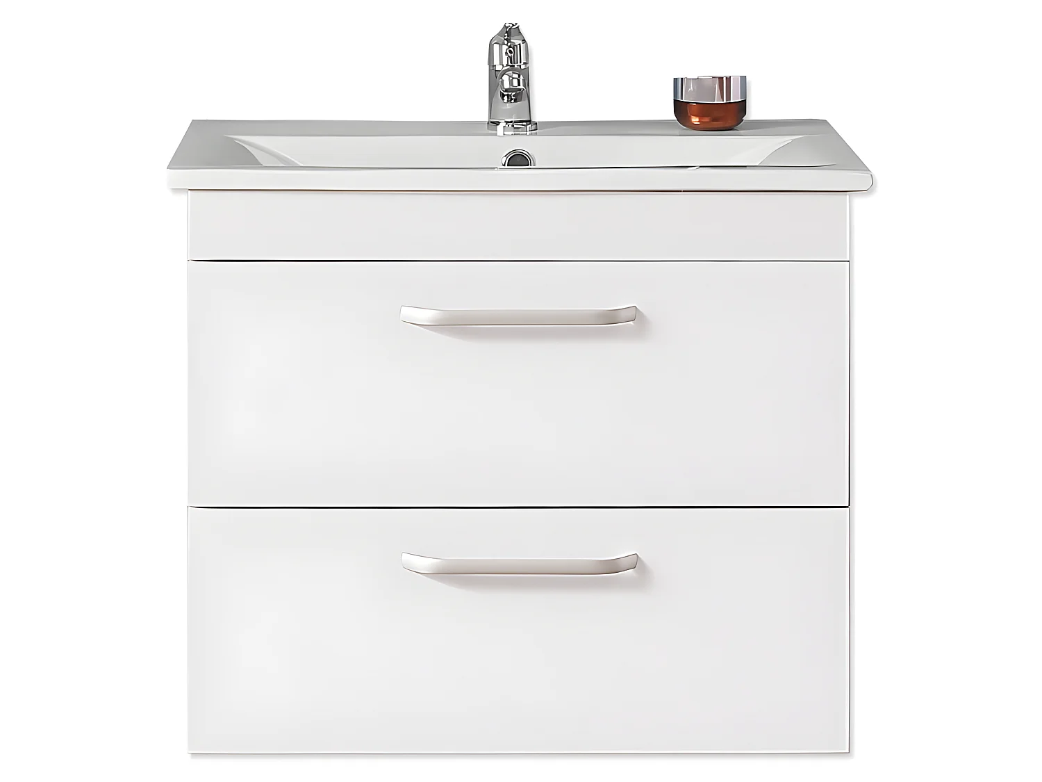 Meuble salle de bain 58x38x50cm 2 tiroirs meuble suspendu avec la vasque blanc Aica