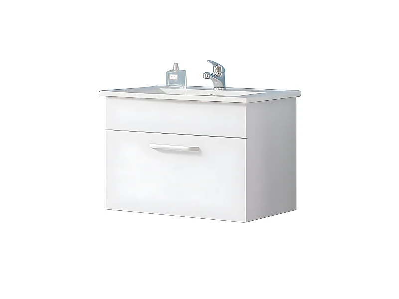 Meuble sous vasque avec lavabo à suspendre Blanc 1 tiroir 60cm Aica