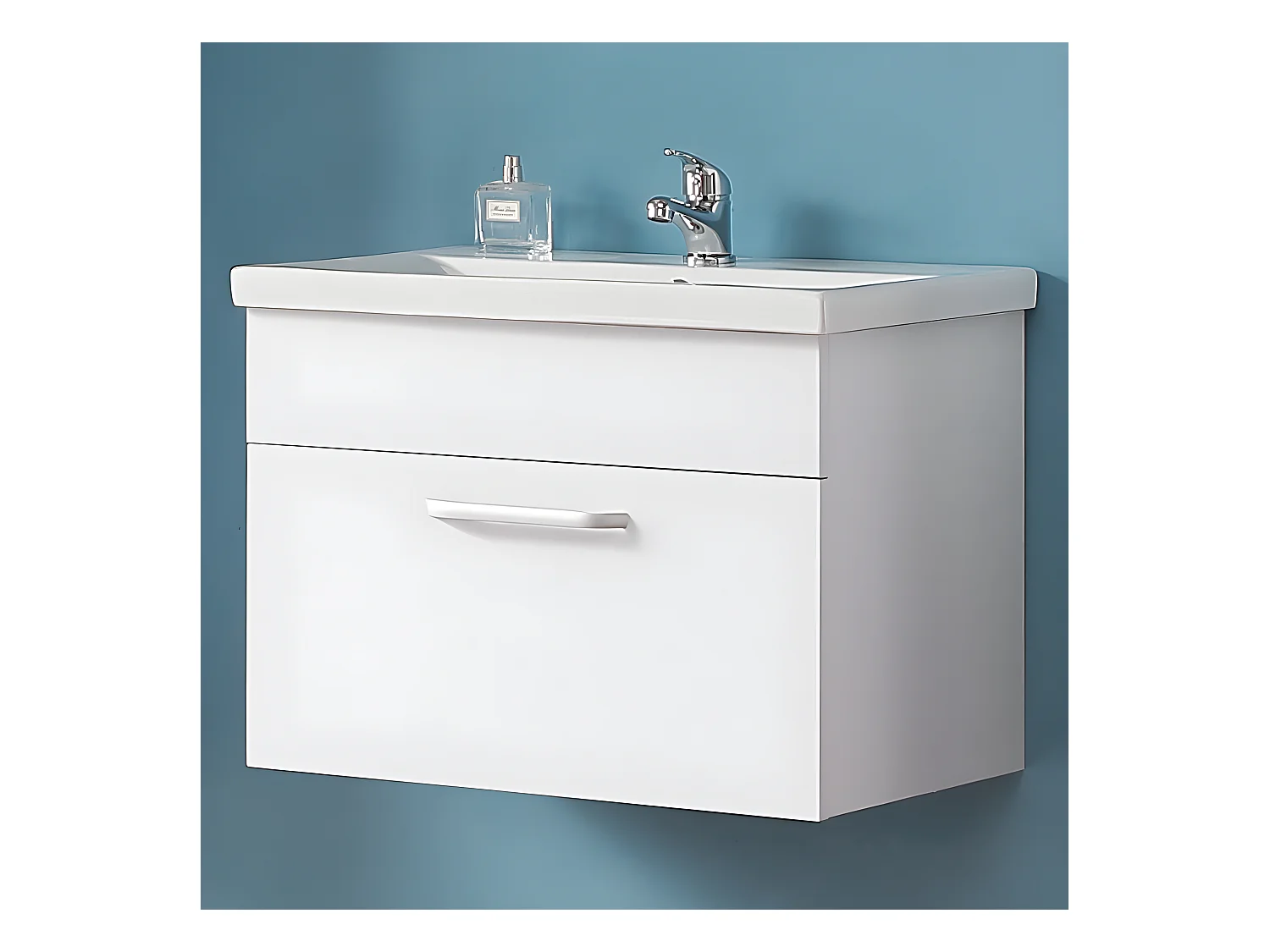 Meuble sous vasque avec lavabo à suspendre Blanc 1 tiroir 60cm Aica