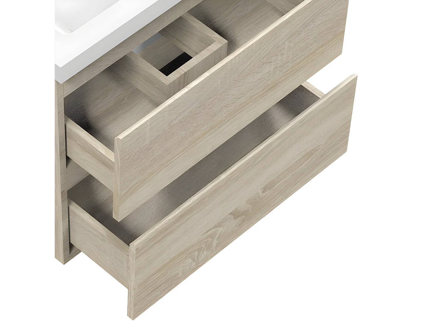 Meuble salle de bain 60x38.5x45cm 2 tiroirs meuble suspendu avec la vasque bois Aica