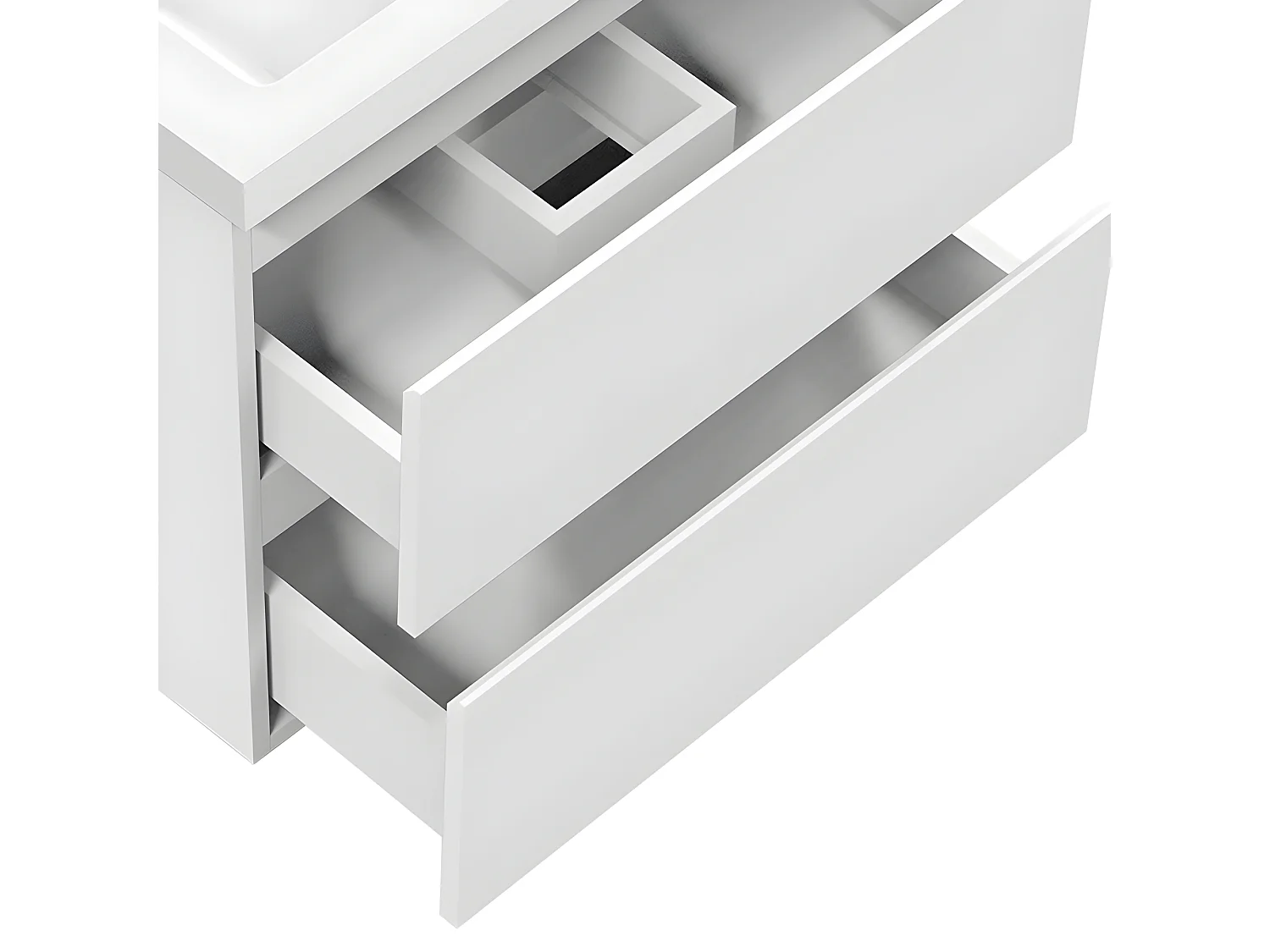 Meuble salle de bain blanc deux tiroirs avec une vasque à suspendre 50x38.5x52cm Aica