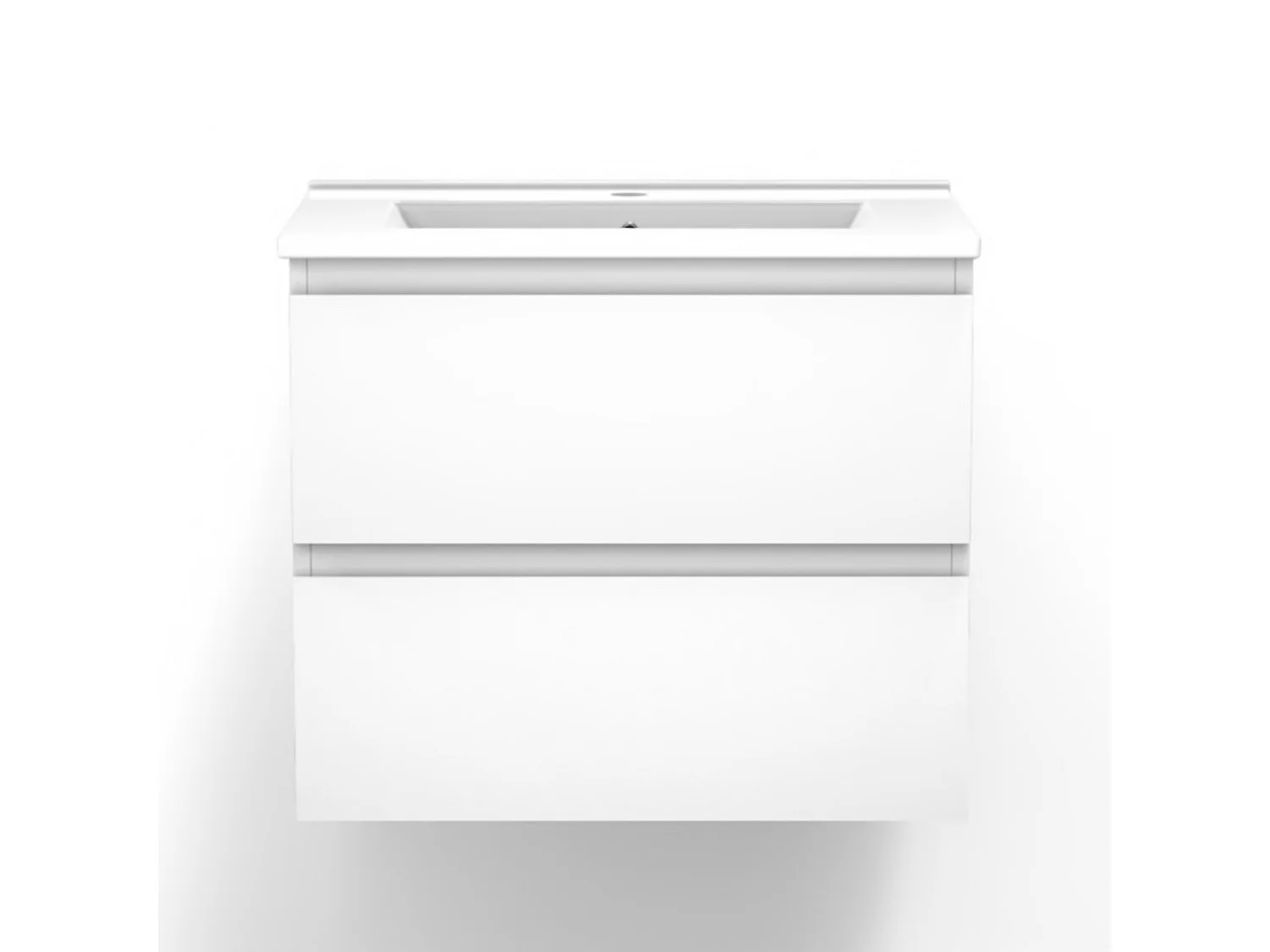 Meuble salle de bain, meuble lave-mains à suspendre avec lavabo, meuble de rangement moderne double tiroir Blanc 60cm