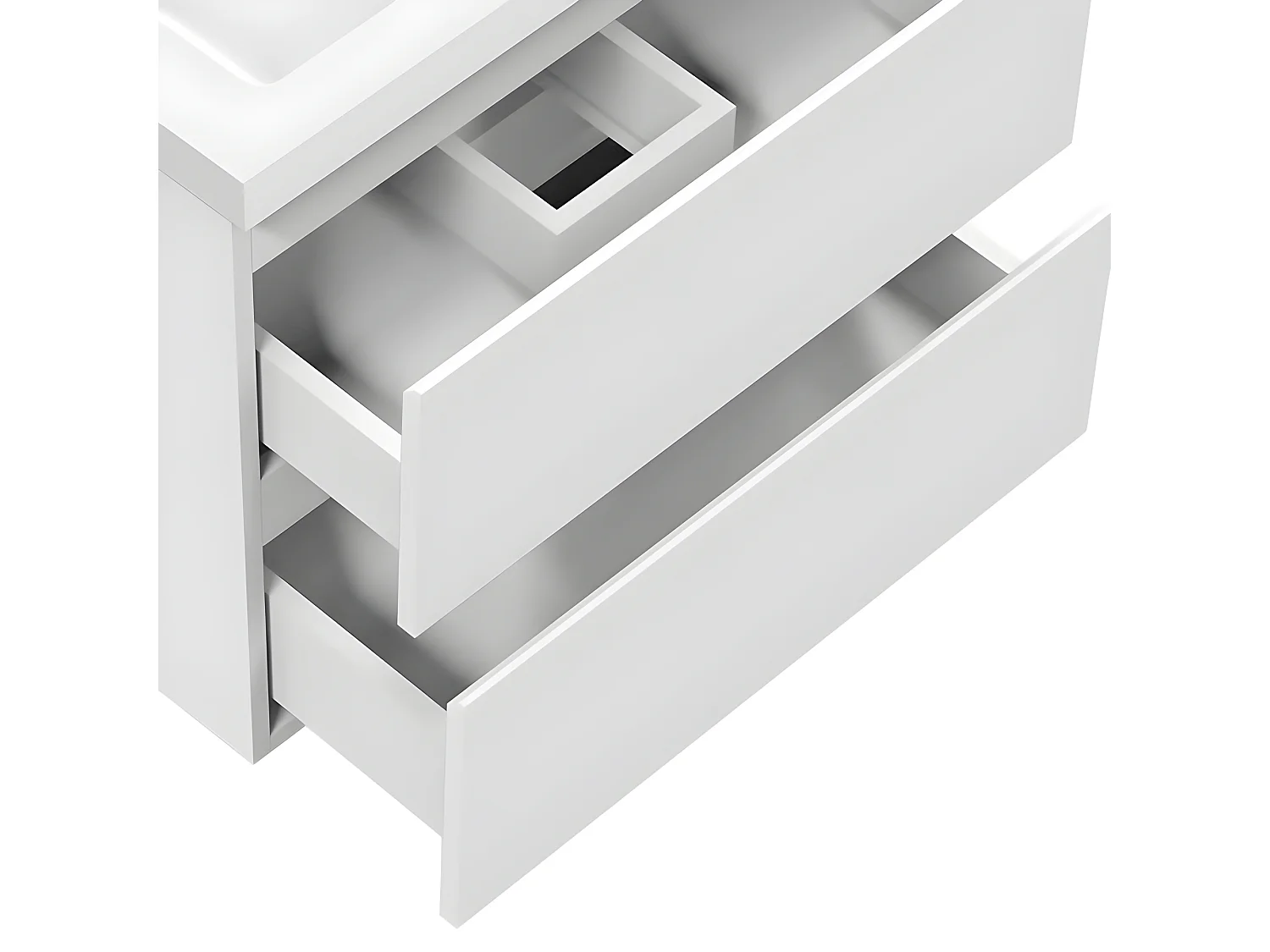 Meuble salle de bain, meuble lave-mains à suspendre avec lavabo, meuble de rangement moderne double tiroir Blanc 60cm