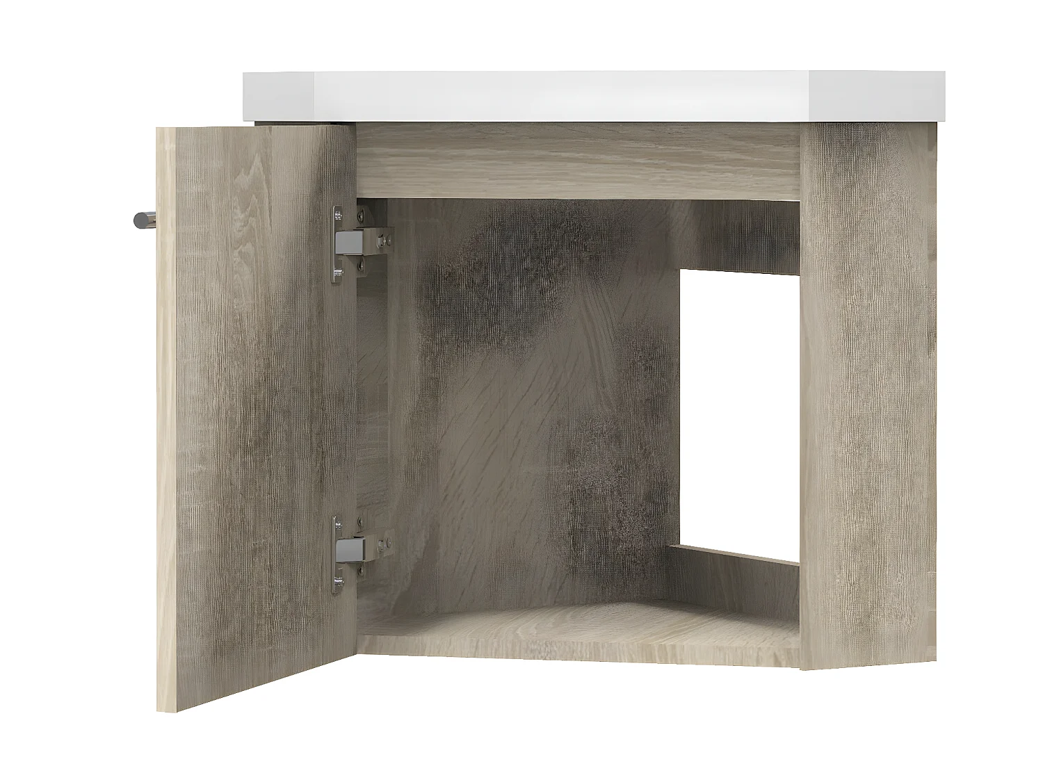 Meuble salle de bain d'angle 39.5x39.5x42cm 1 porte meuble suspendu avec la vasque bois