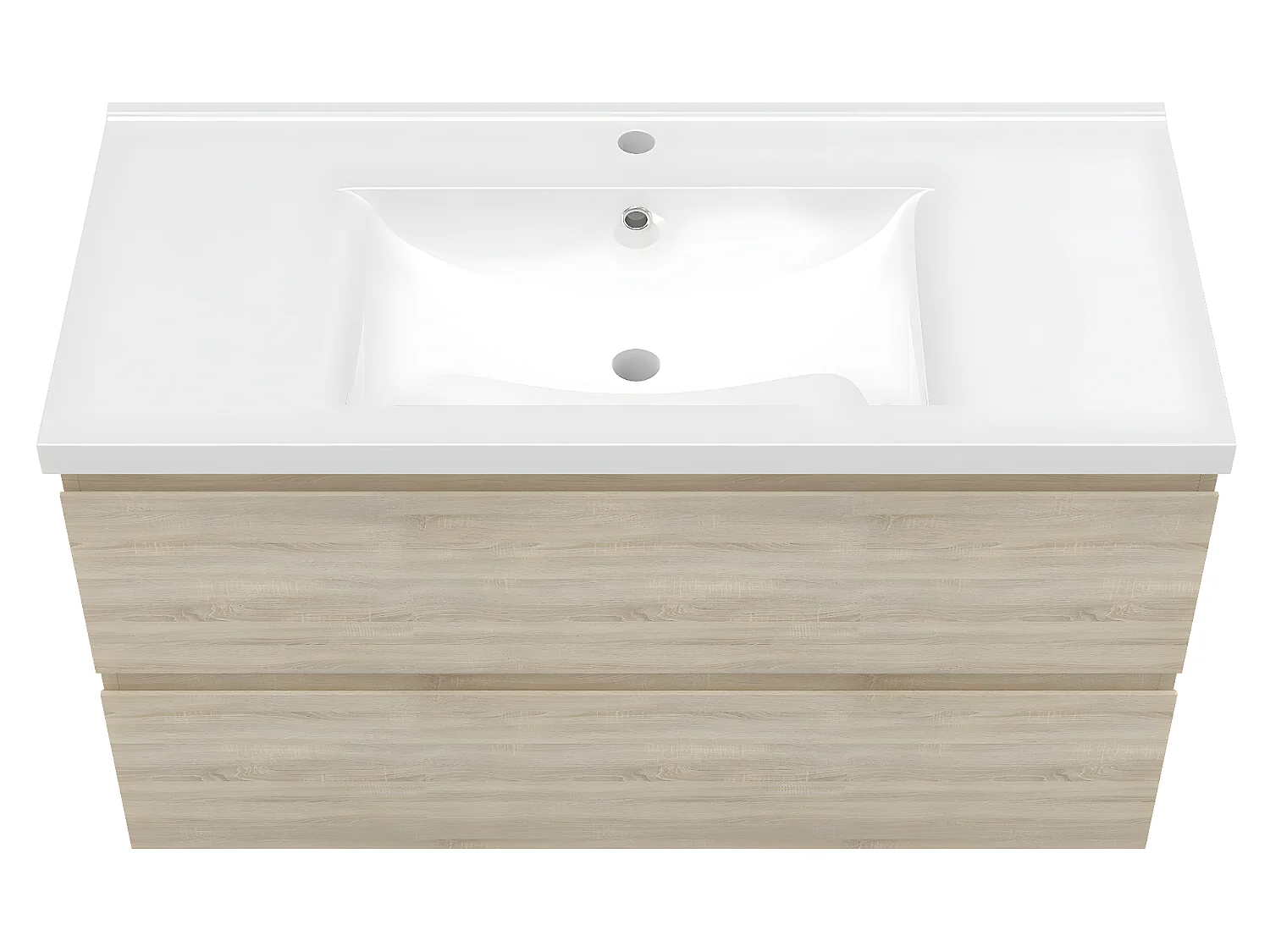 Meuble salle de bain naturel avec 2 tiroirs à une fermeture amortie avec une vasque à suspendre 99x44.5x52(L*W*H)cm