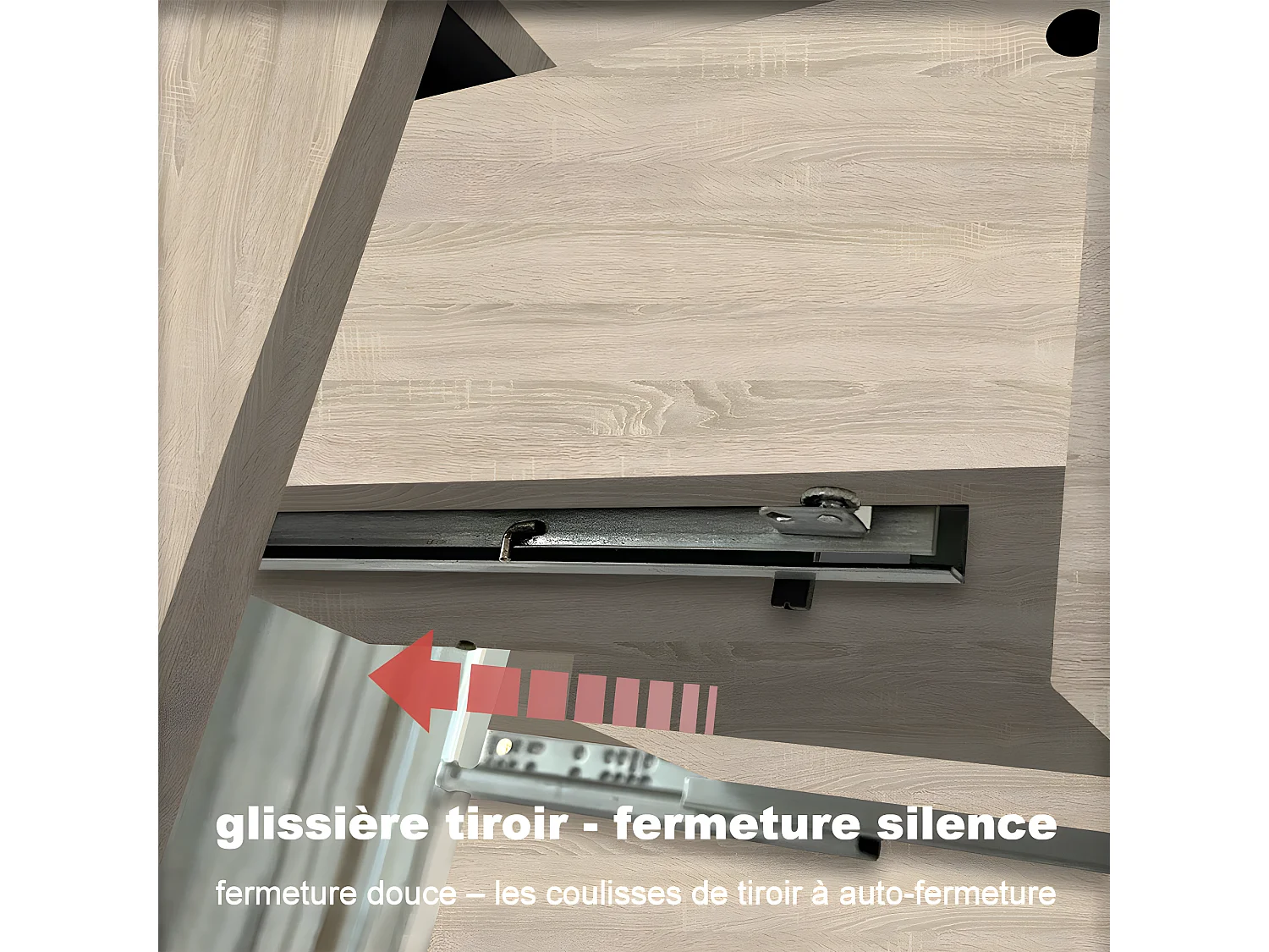 Meuble salle de bain naturel avec 2 tiroirs à une fermeture amortie avec une vasque à suspendre 99x44.5x52(L*W*H)cm