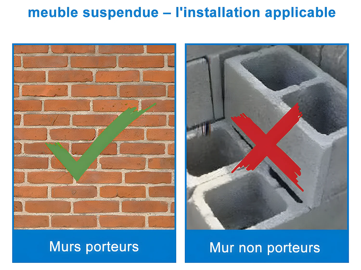 Meuble salle de bain anthracite avec 2 tiroirs à une fermeture amortie avec une vasque à suspendre 99x44.5x52(L*W*H)cm