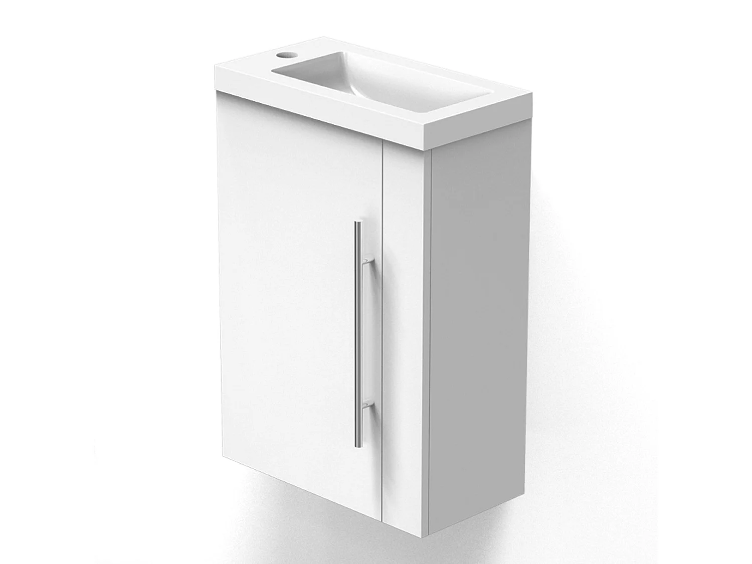 Meuble lave-mains sous vasque suspendu avec lavabo intégré Blanc 45cm Aica