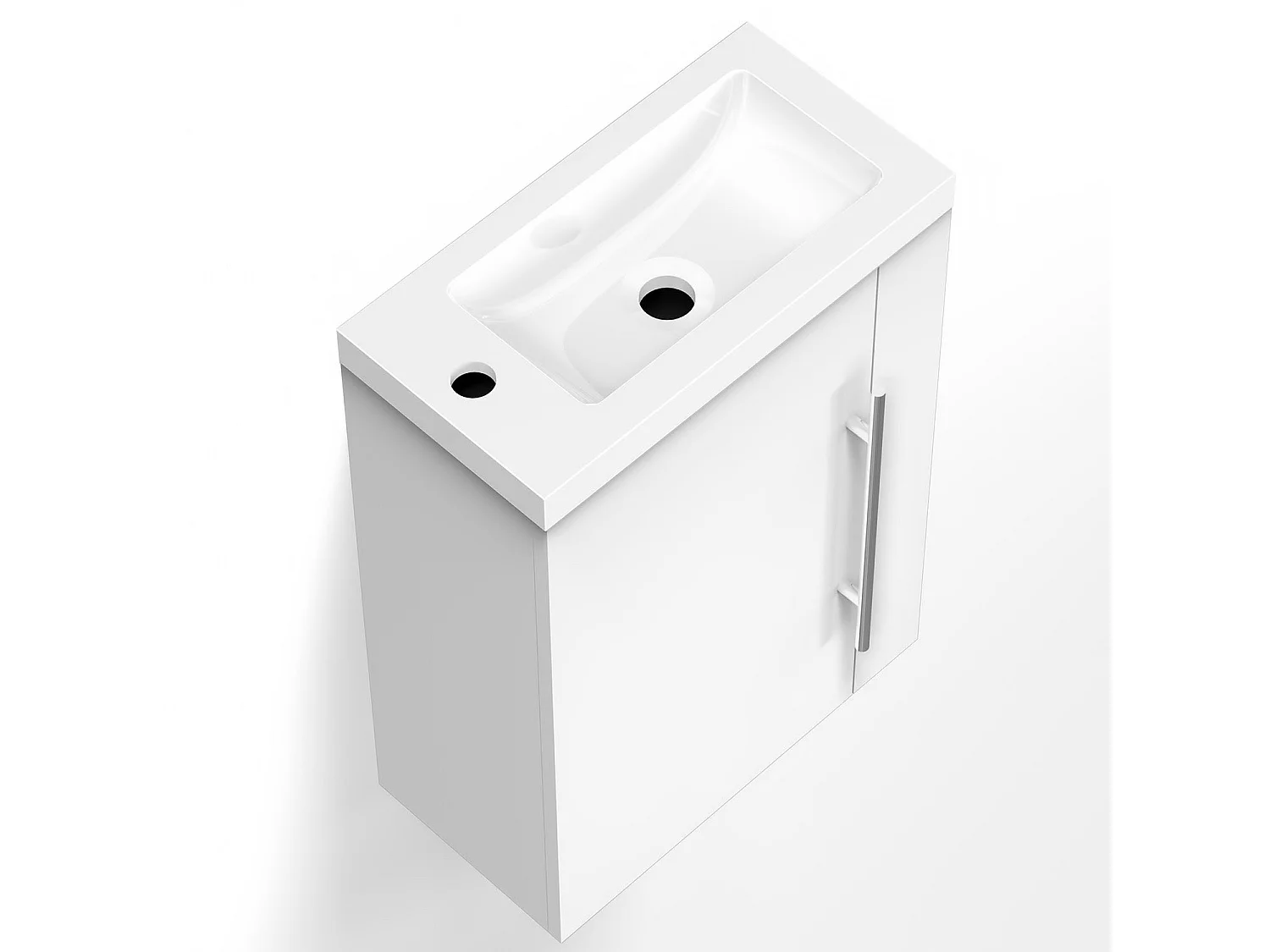 Meuble lave-mains sous vasque suspendu avec lavabo intégré Blanc 45cm Aica