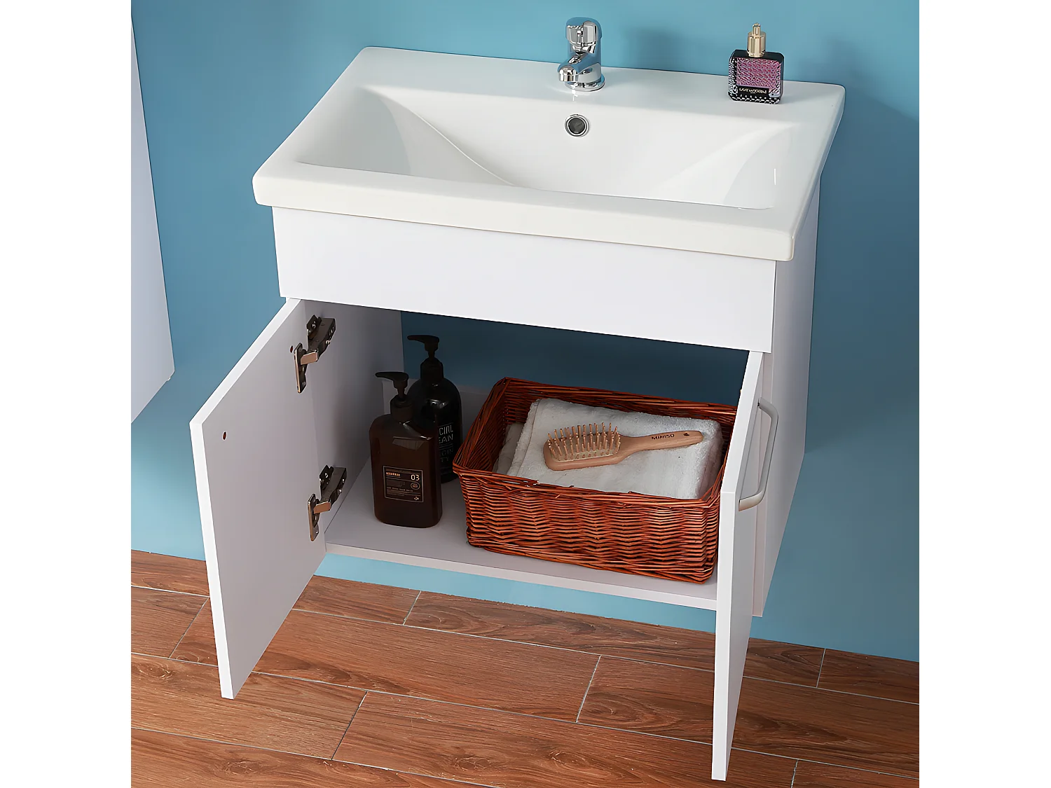 Meuble de salle de bain 58x38x50cm Ensemble meuble salle de bain et vasque Aica