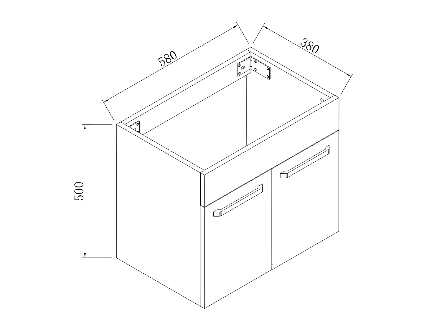 Meuble salle de bain 58x38x50cm 2 portes meuble suspendu avec la vasque couleur blanc Aica
